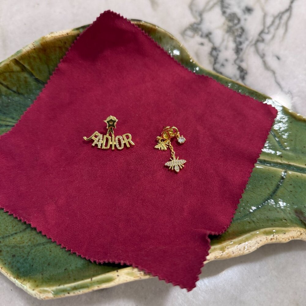 Dior Jadior bee gold tone crystal earrings